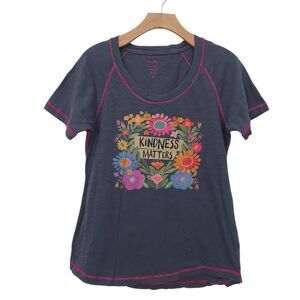 NATURAL LIFE Short Sleeve Tee with Floral 'Kindness Matters' Graphic